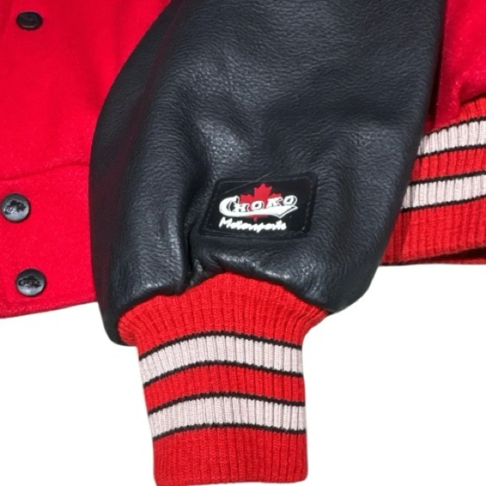 Vintage Snap-On Choko Motorsports Red Wool & Black Leather Men's Jacket Size L